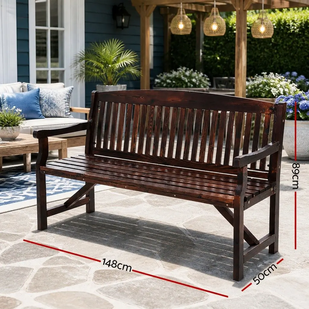 Outdoor Garden Bench 3 Seat Charcoal Brown 5FT