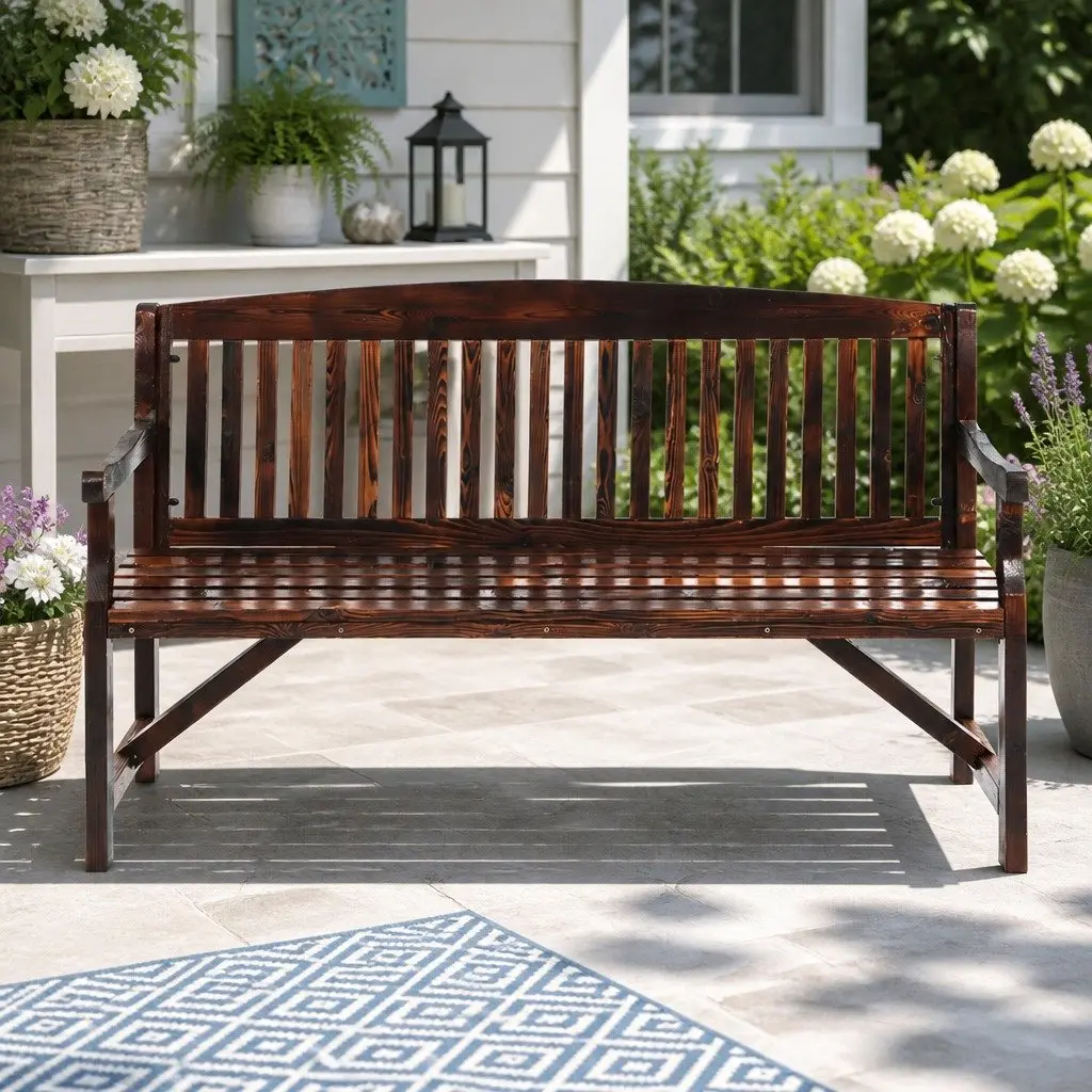 Outdoor Garden Bench 3 Seat Charcoal Brown 5FT
