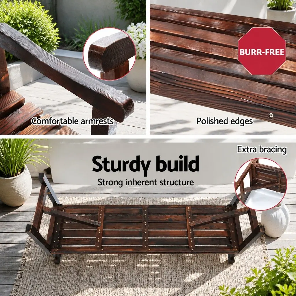 Outdoor Garden Bench 3 Seat Charcoal Brown 5FT