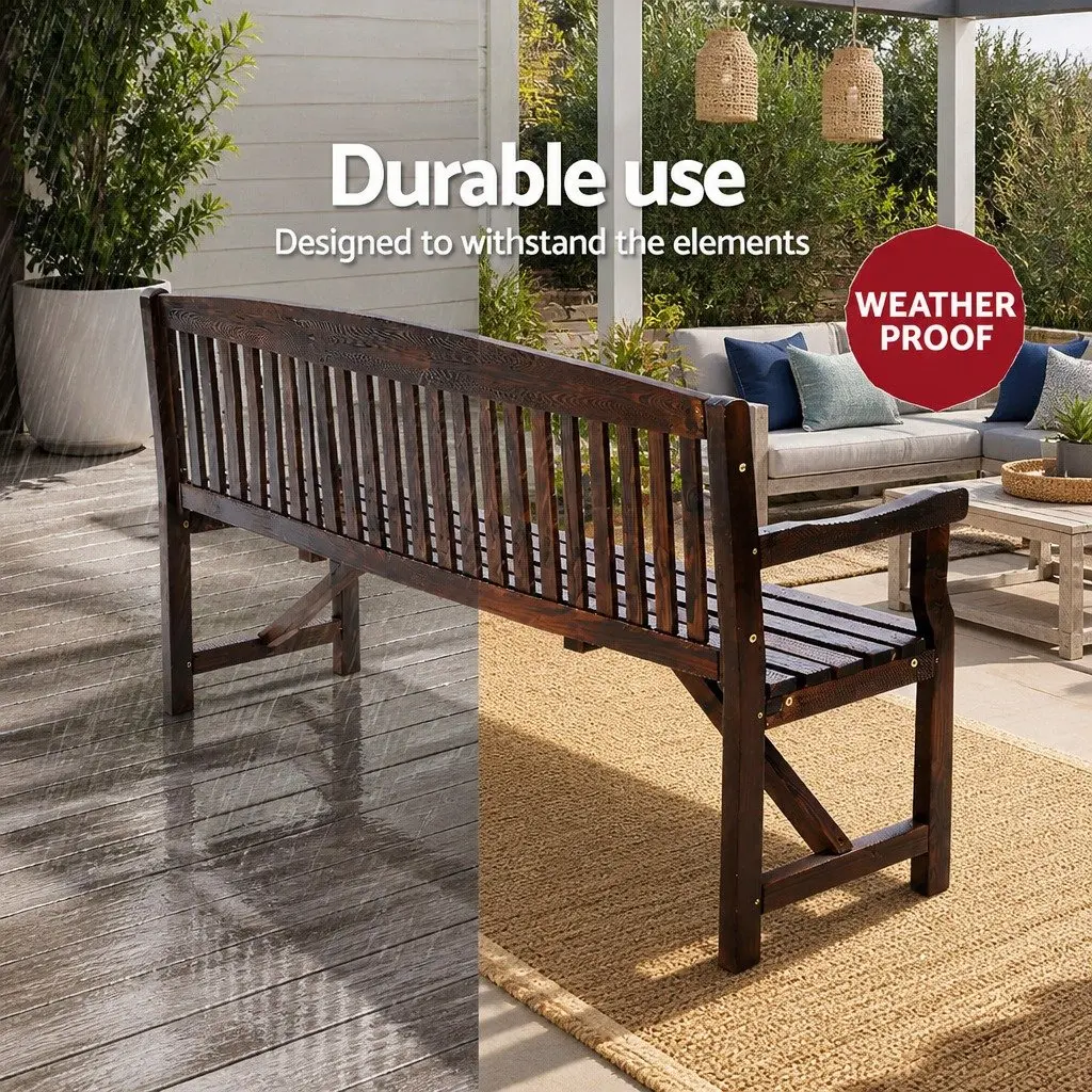 Outdoor Garden Bench 3 Seat Charcoal Brown 5FT