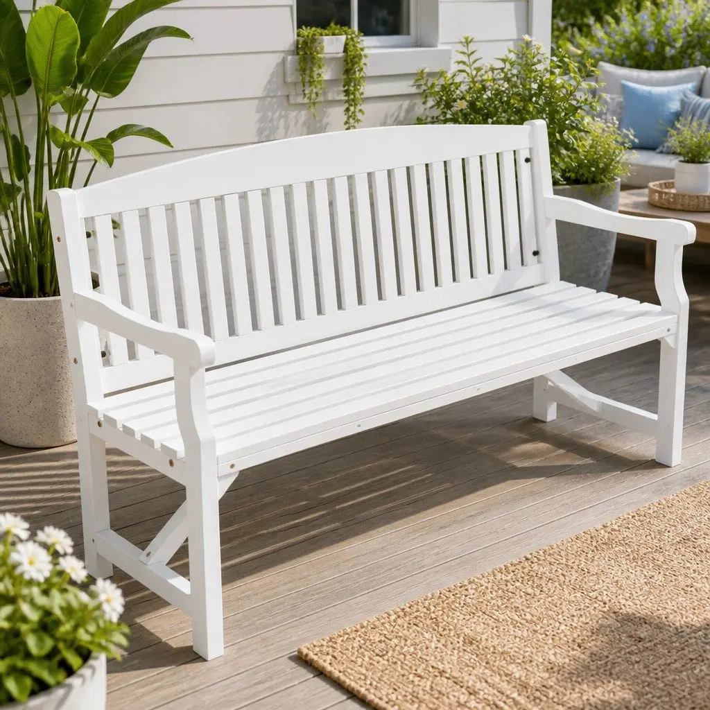 Outdoor Wooden Garden Bench 5FT Brown 3 Seater