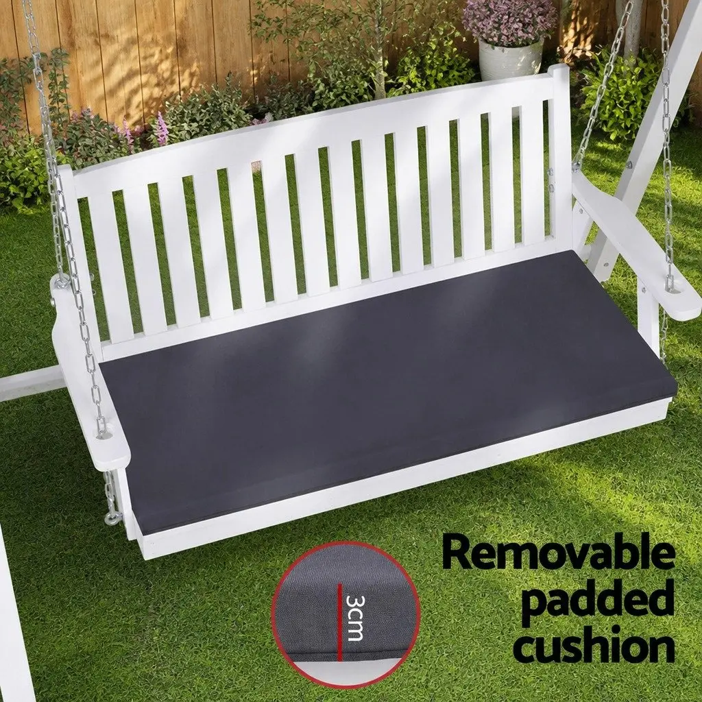 Outdoor Swing Chair Garden Bench 3 Seater with Canopy White