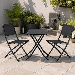 Folding Patio Bistro Set with Steel Frame and Dimensions