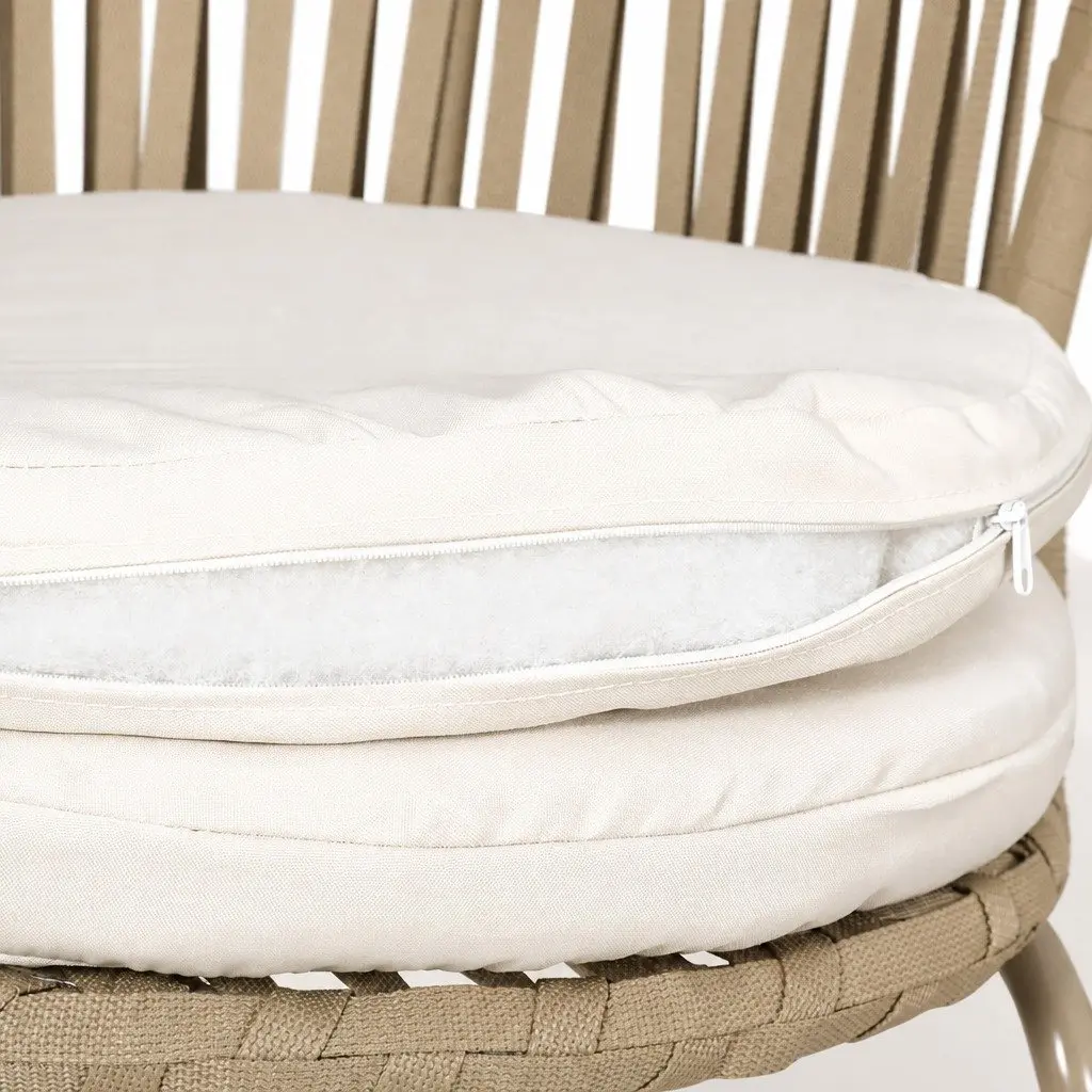 3 Piece Outdoor Bistro Set Patio Furniture Rope Chairs Coffee Table Brown Beige