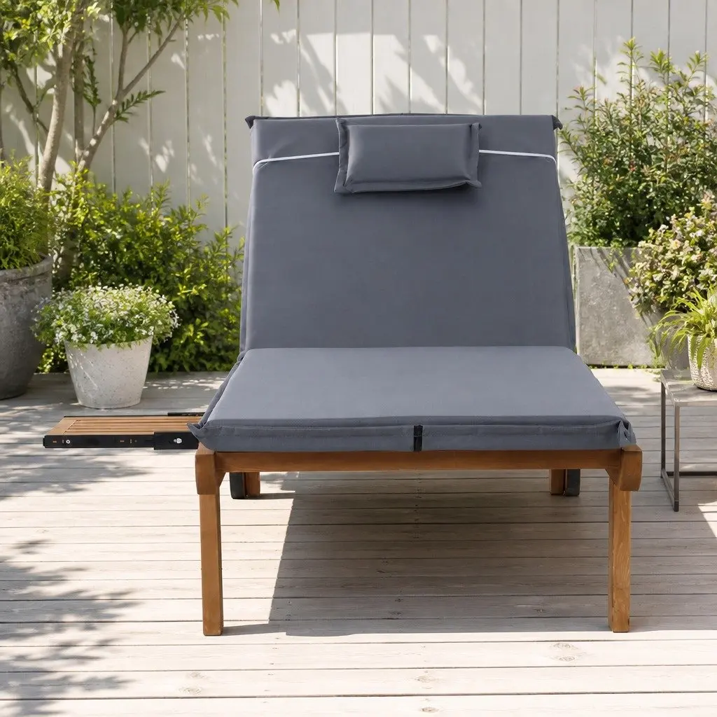 Wooden Sun Lounge with Wheels