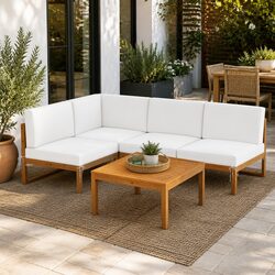 4-Seater Outdoor Sofa Set Wooden Lounge with Coffee Table Garden Furniture