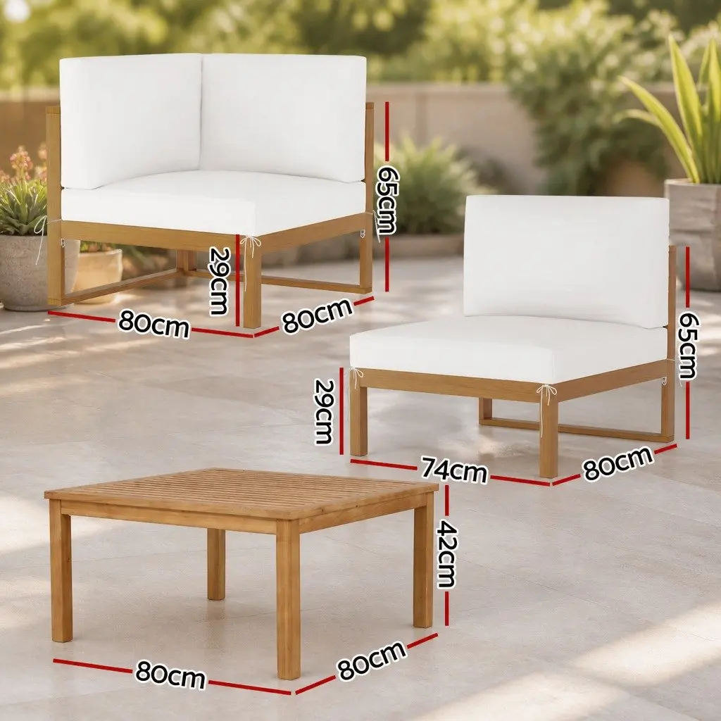 Outdoor Sofa Set for Garden 4 Seater Wooden Lounge with Coffee Table