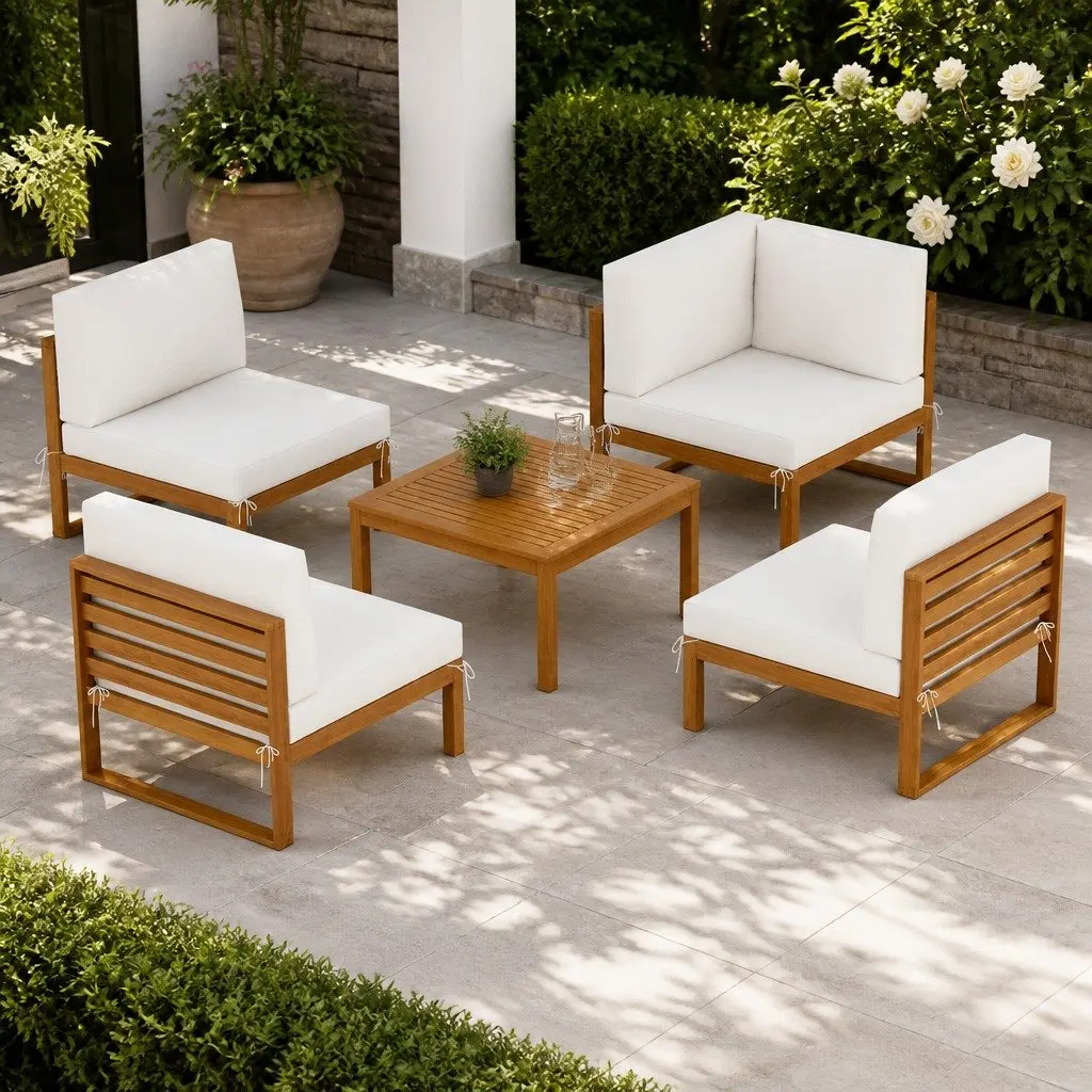 Outdoor Sofa Set for Garden 4 Seater Wooden Lounge with Coffee Table