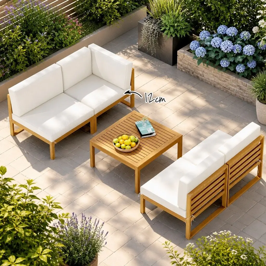 Outdoor Sofa Set for Garden 4 Seater Wooden Lounge with Coffee Table