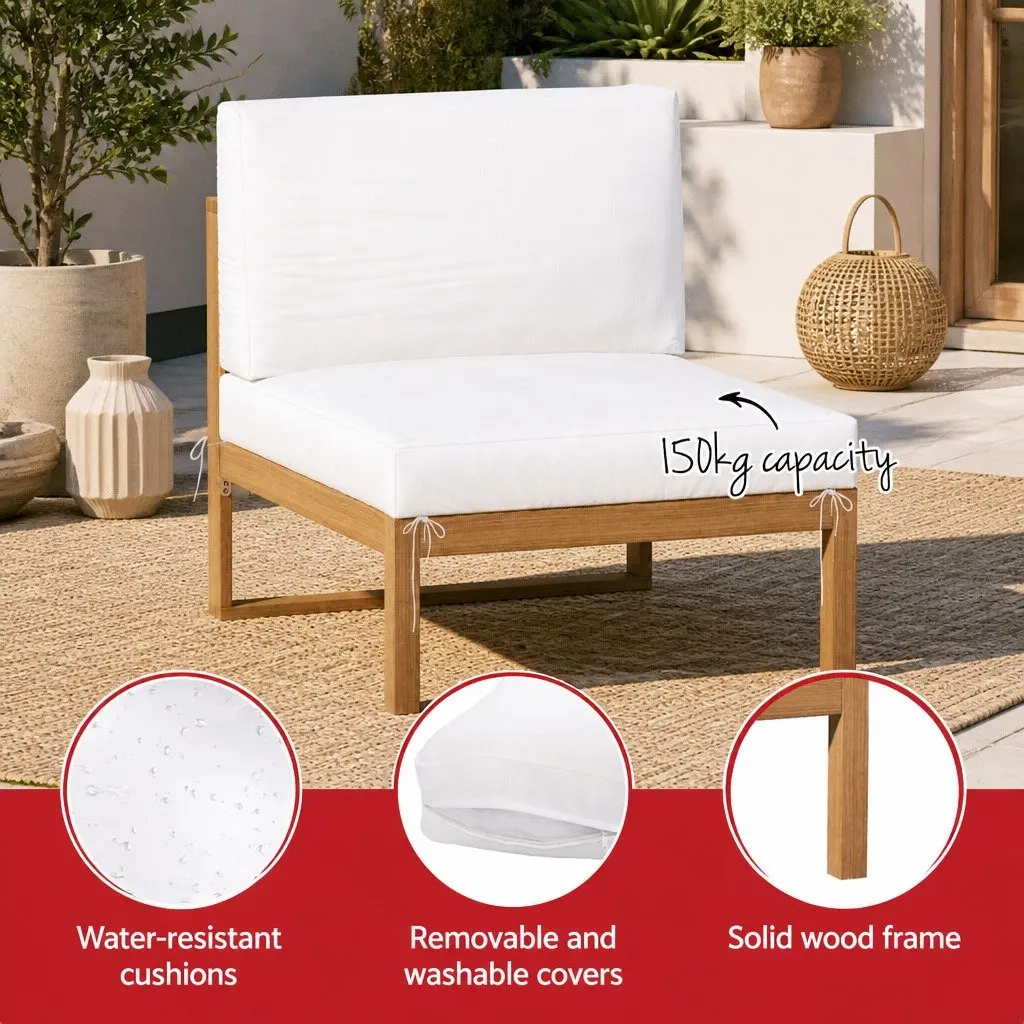 Outdoor Sofa Set for Garden 4 Seater Wooden Lounge with Coffee Table