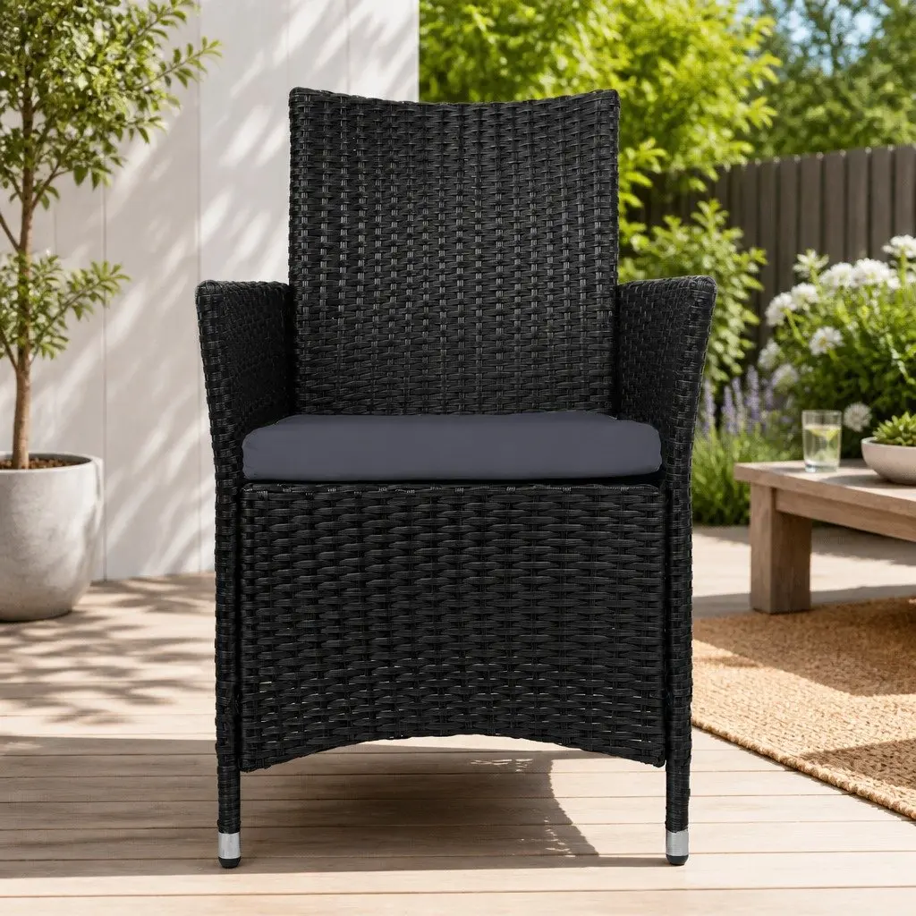 2PC Wicker Outdoor Dining Chairs Set