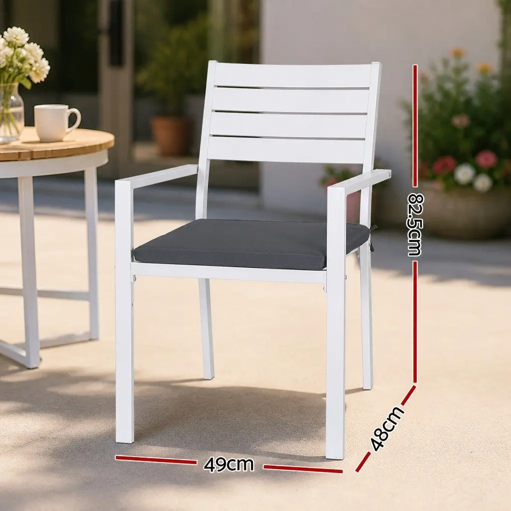 Outdoor Dining Chairs Set 4 Piece Stackable Lounge Patio Furniture White