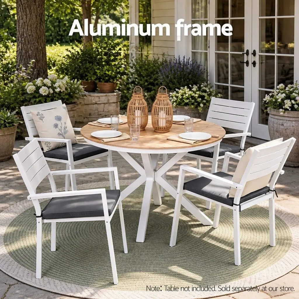 Outdoor Dining Chairs Set 4 Piece Stackable Lounge Patio Furniture White