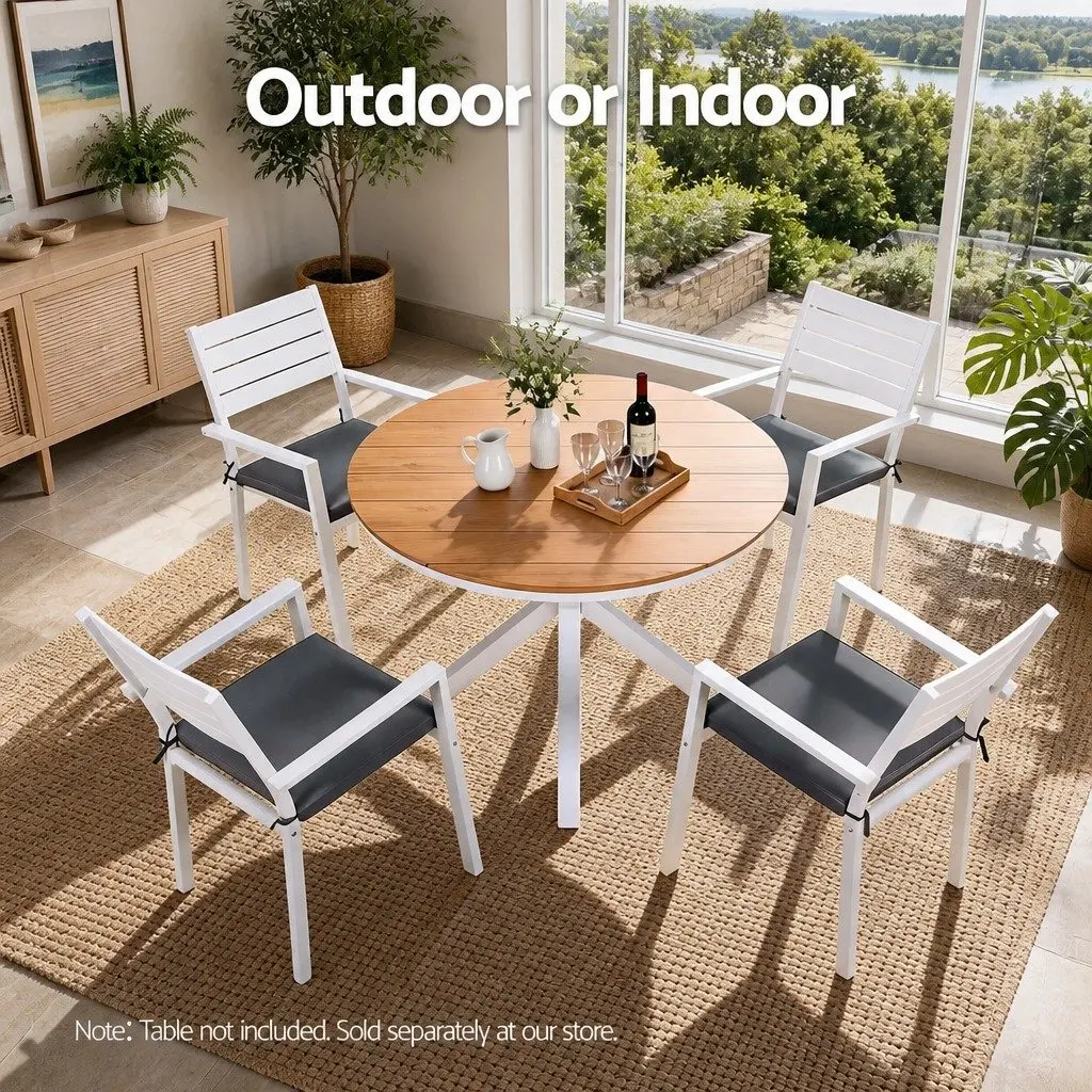 Outdoor Dining Chairs Set 4 Piece Stackable Lounge Patio Furniture White