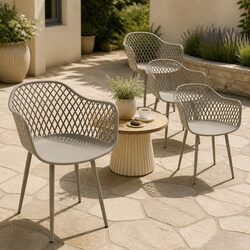 Outdoor Dining Chairs 4PC PP Lounge Patio Furniture Modern Garden Coffee Seating