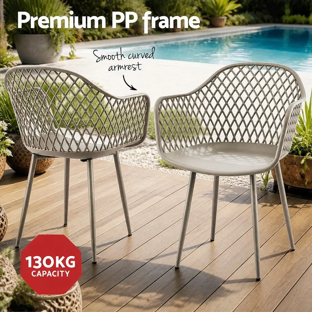 Outdoor Dining Chairs 4 Piece Patio Furniture Coffee Color Lightweight Curved Backrest