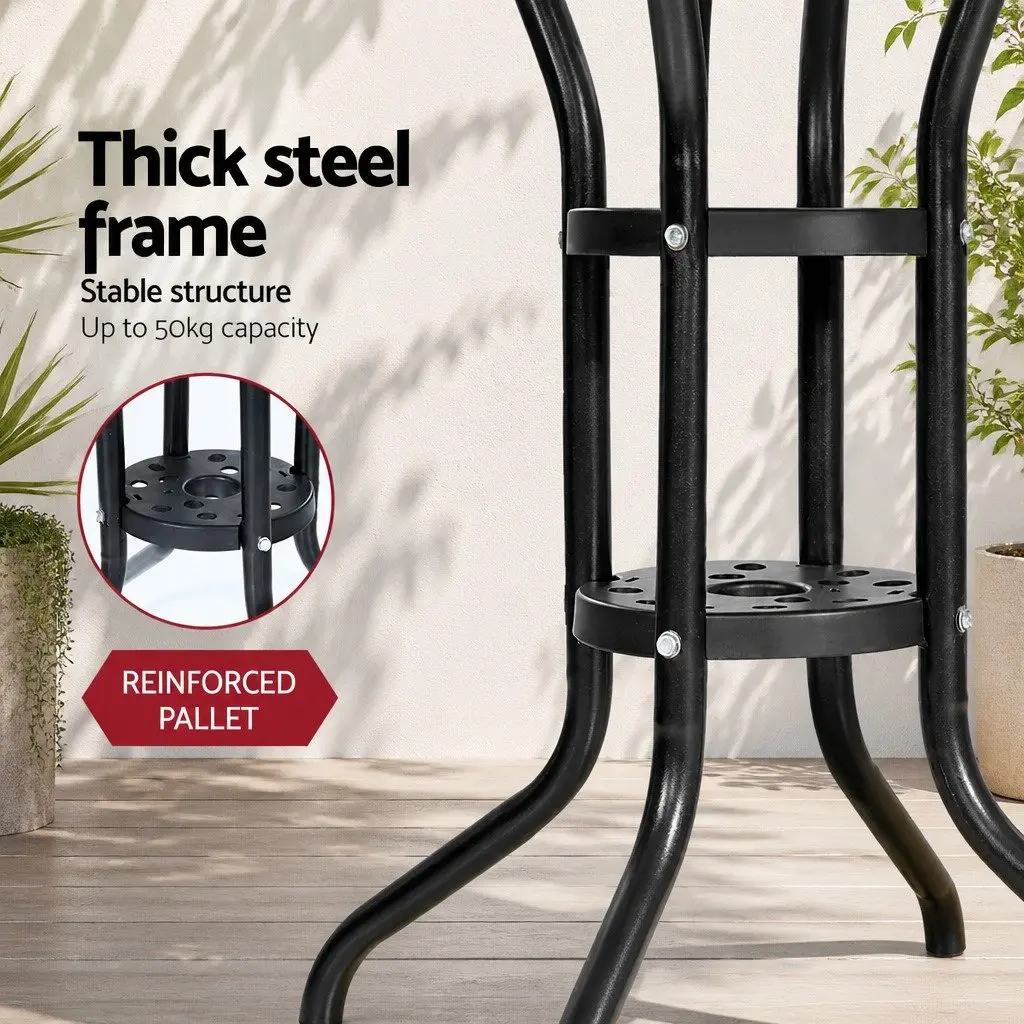 3PC Bistro Set Outdoor Furniture Glass Table Wicker Chairs Cushion Patio Garden