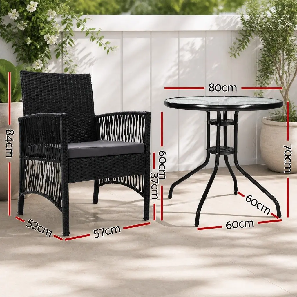 3 Piece Outdoor Bistro Set with Cushions