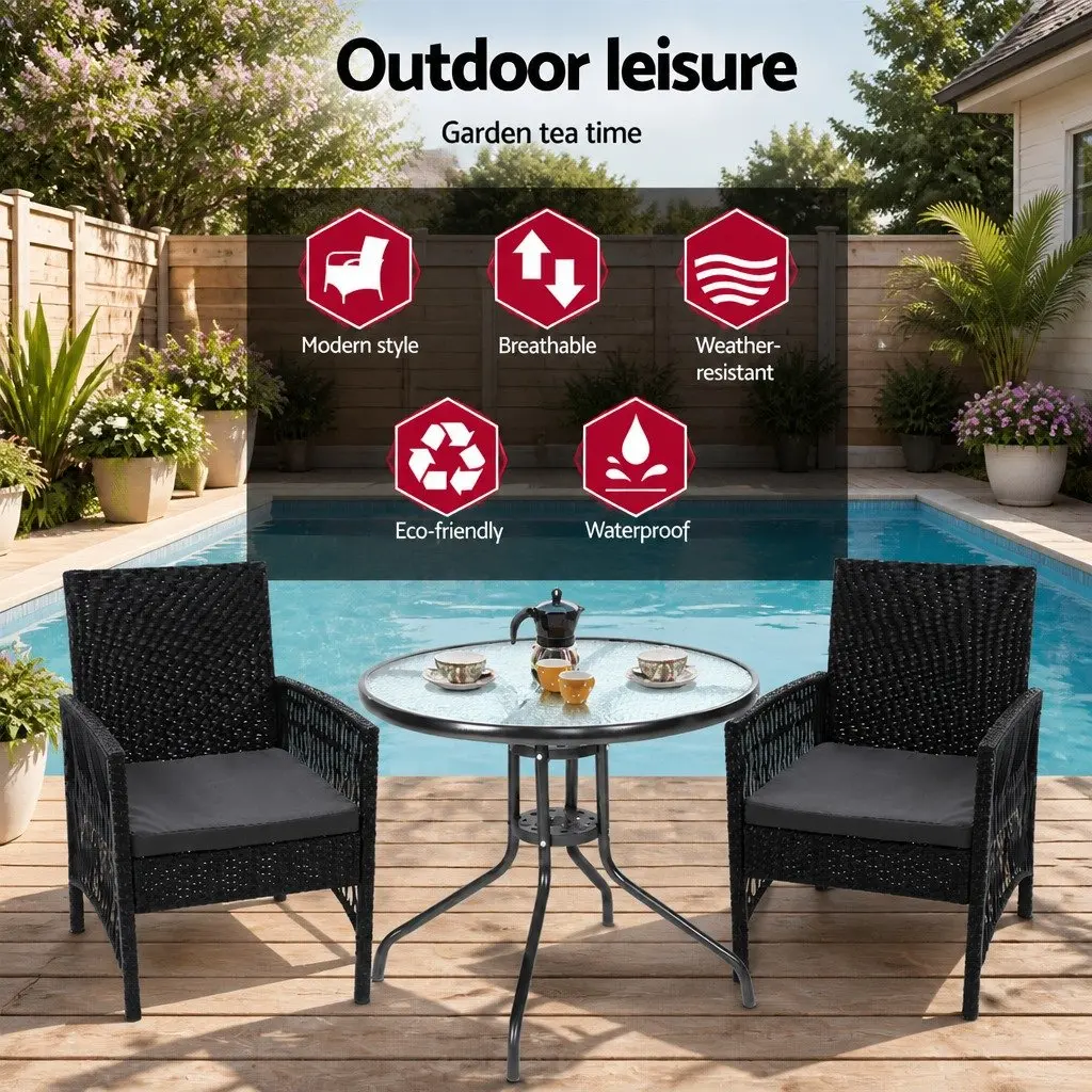 3 Piece Outdoor Bistro Set with Cushions