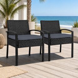 Specifications of 2PC Black Outdoor Dining Chairs