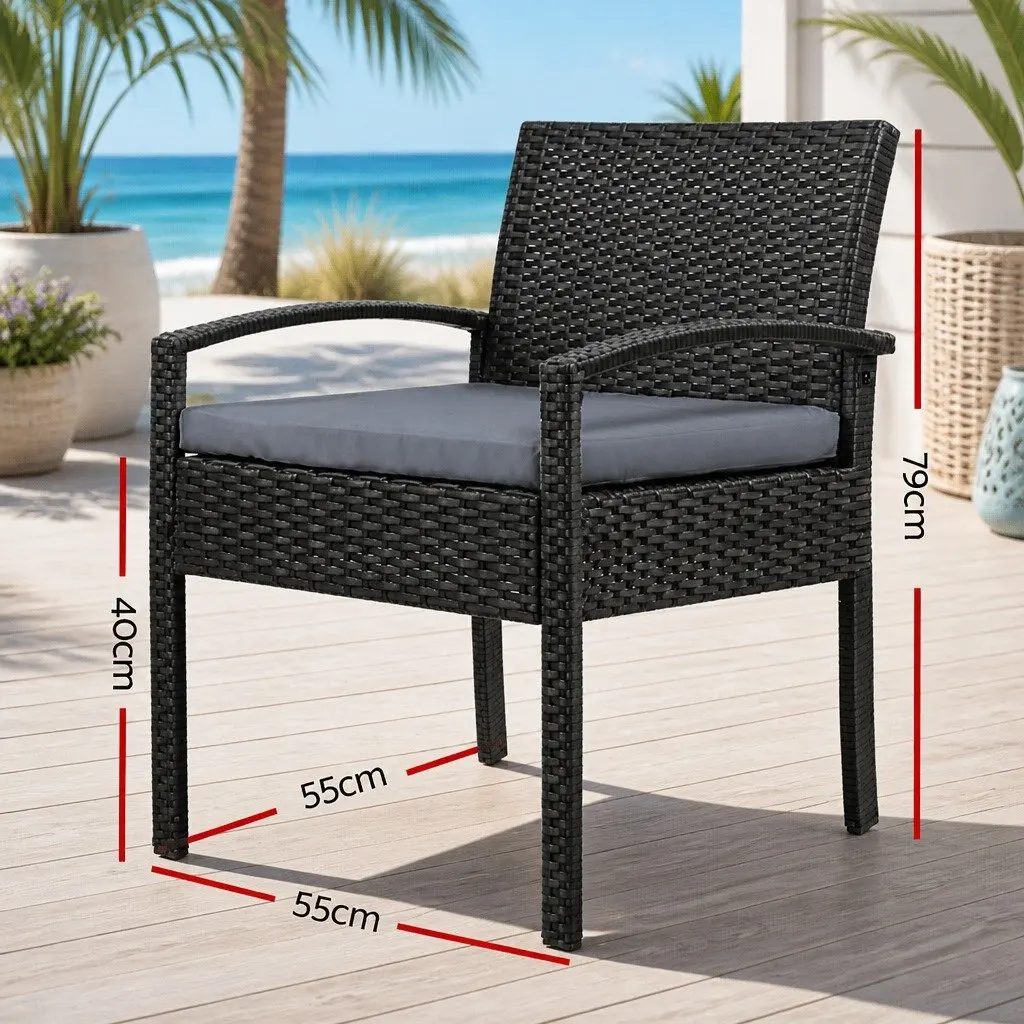 2PC Black Outdoor Dining Chairs