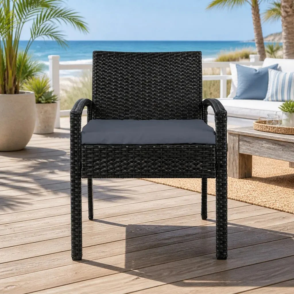2PC Black Outdoor Dining Chairs