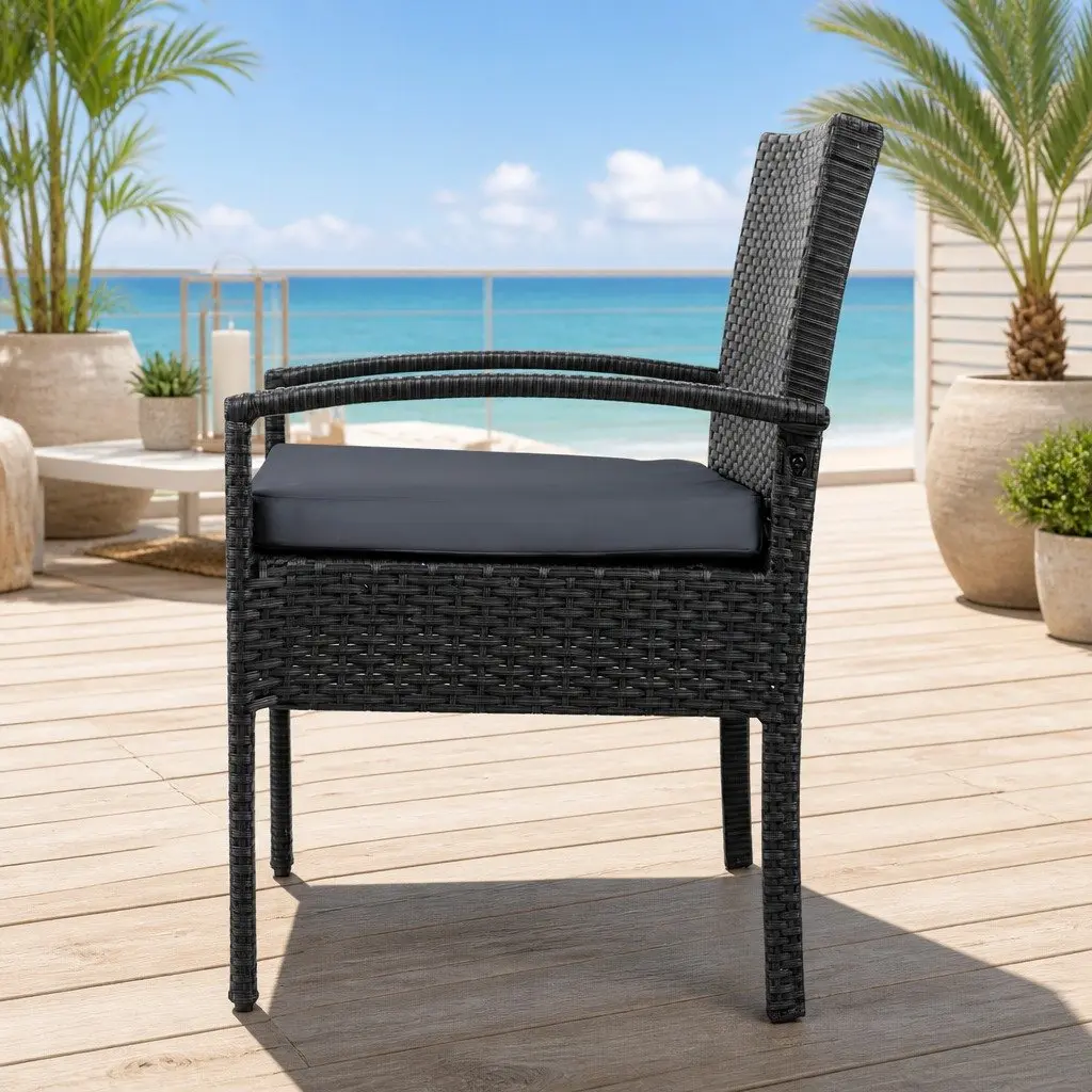 2PC Black Outdoor Dining Chairs