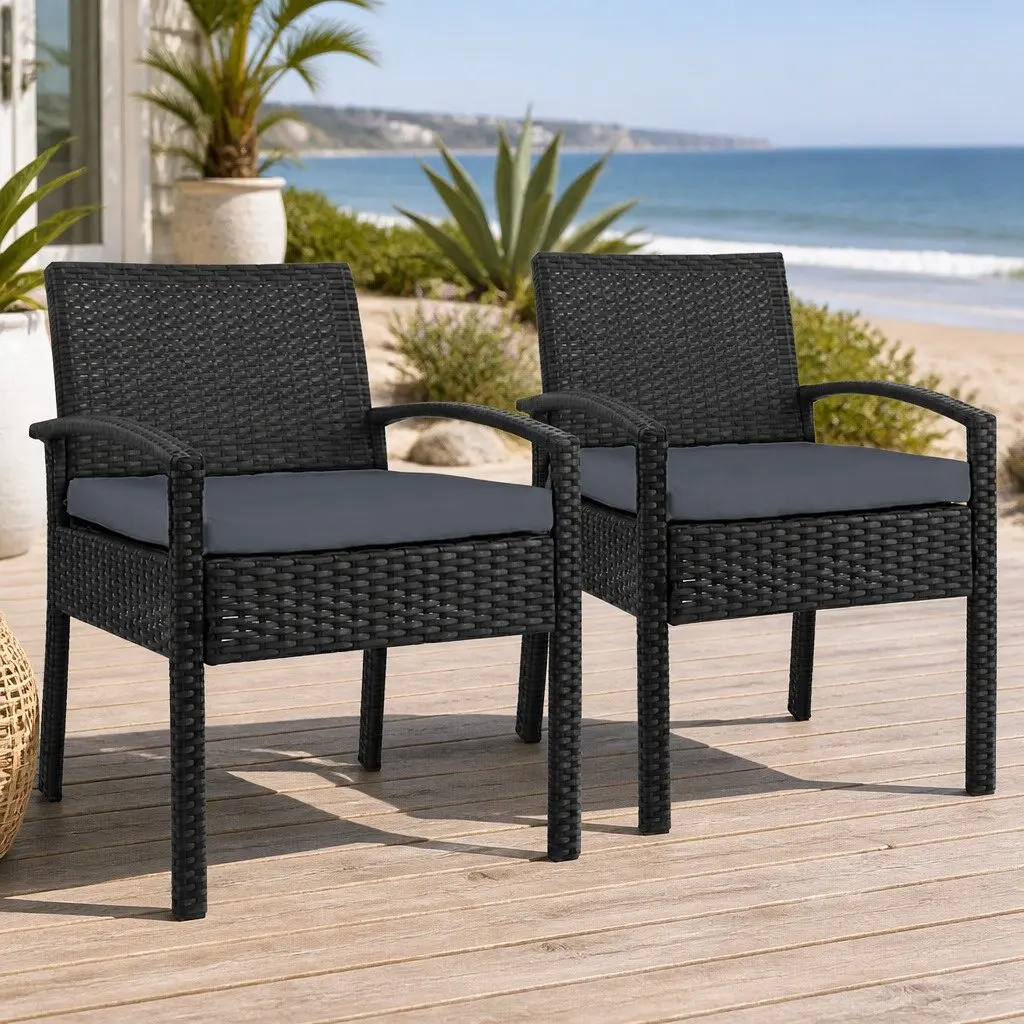 2PC Black Outdoor Dining Chairs