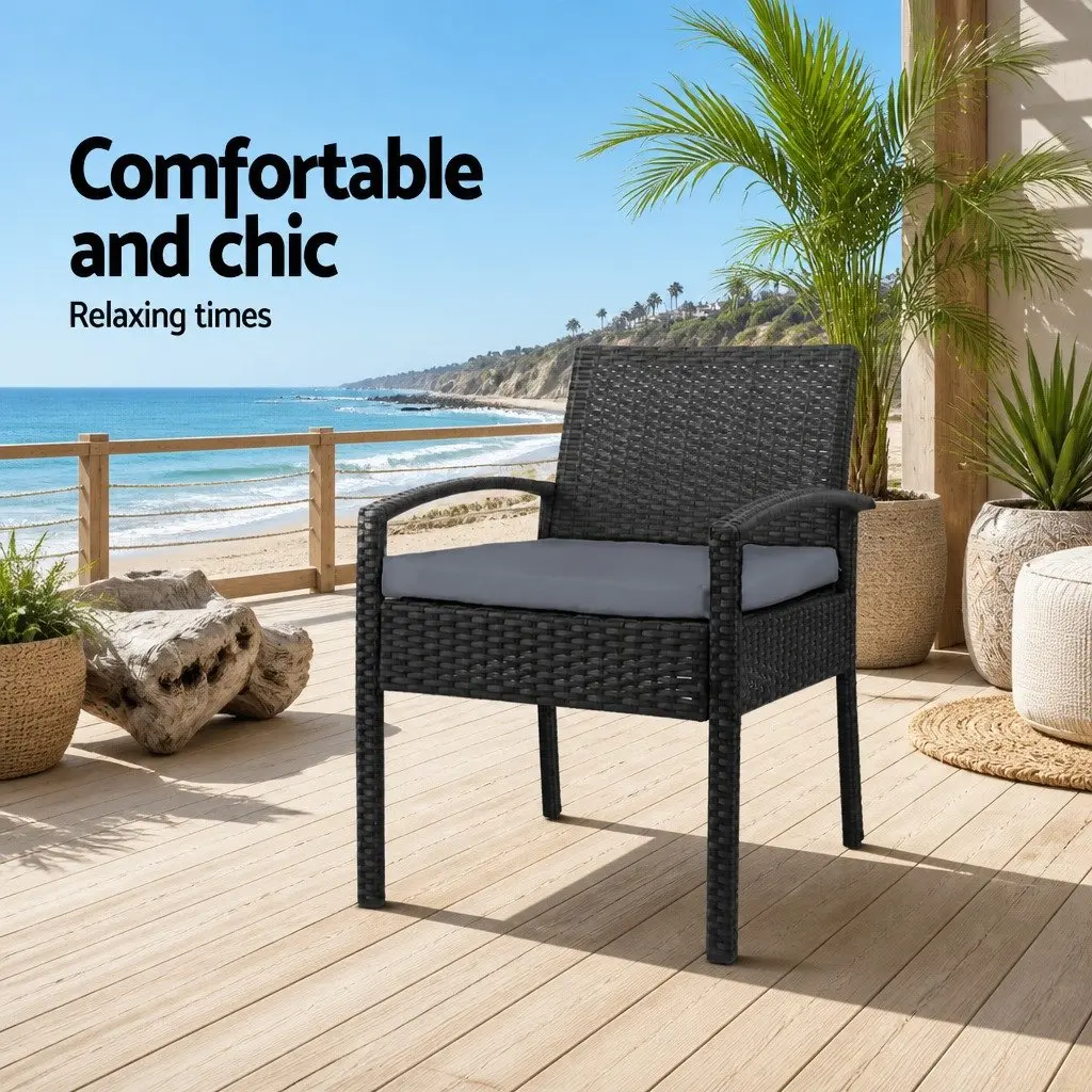 2PC Black Outdoor Dining Chairs