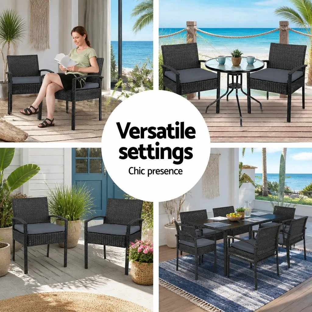 2PC Black Outdoor Dining Chairs