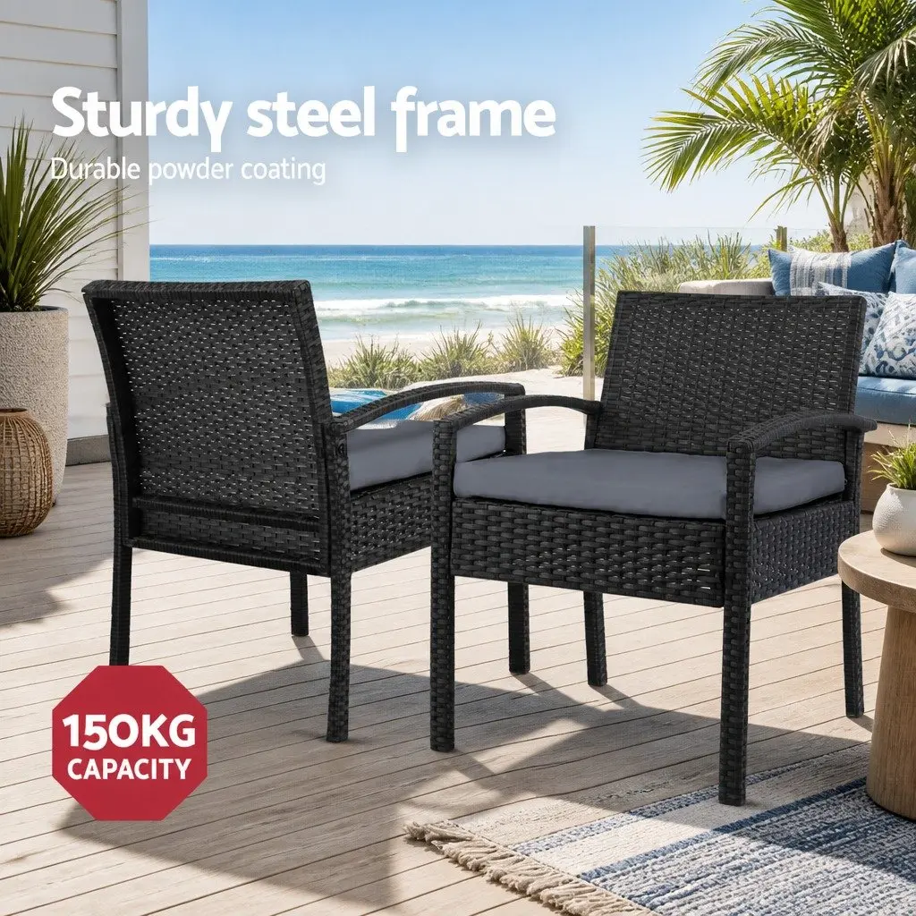 2PC Black Outdoor Dining Chairs