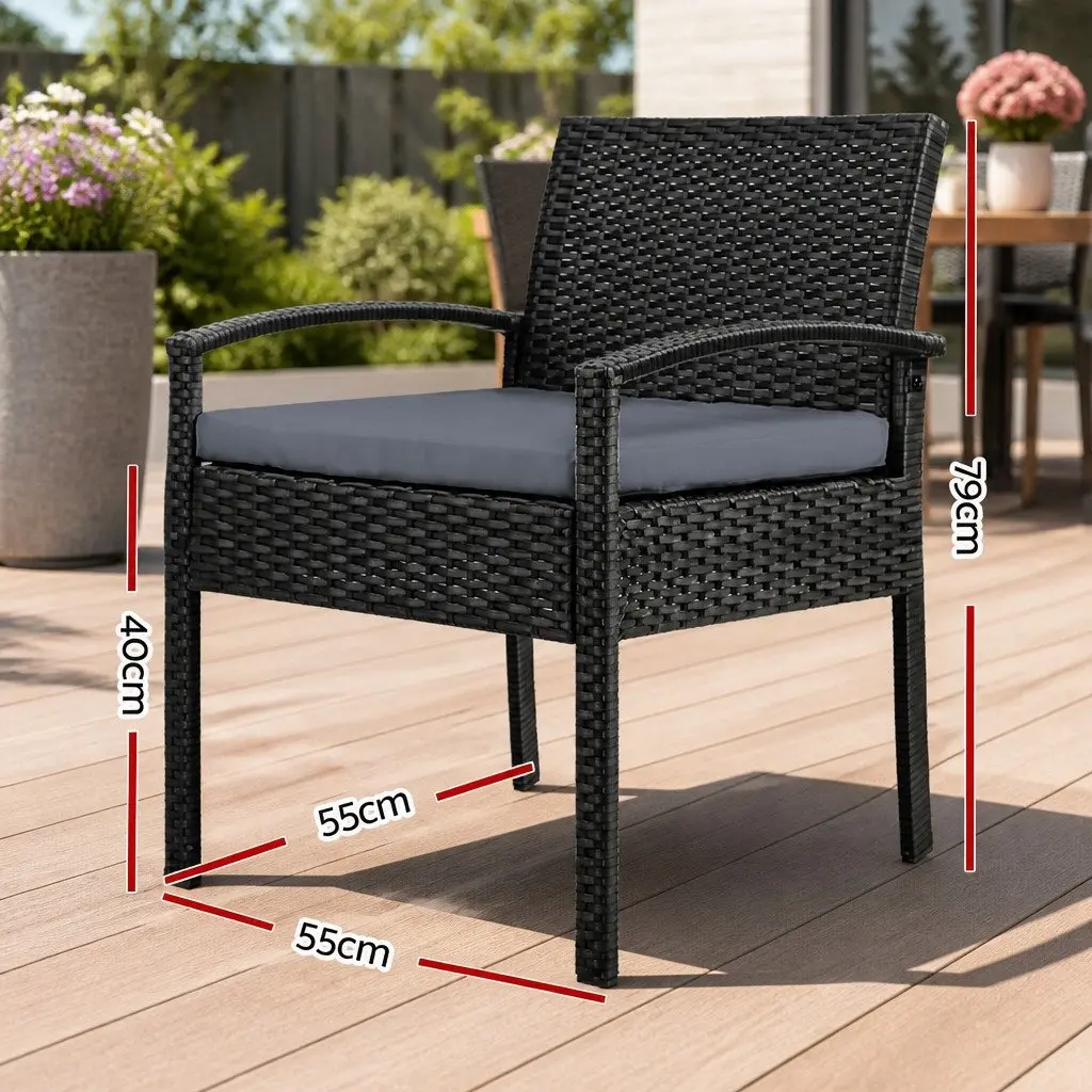 Black Outdoor Wicker Lounge Chair