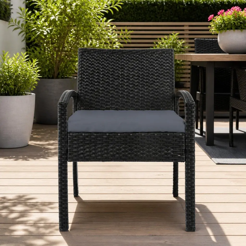 Black Outdoor Wicker Lounge Chair