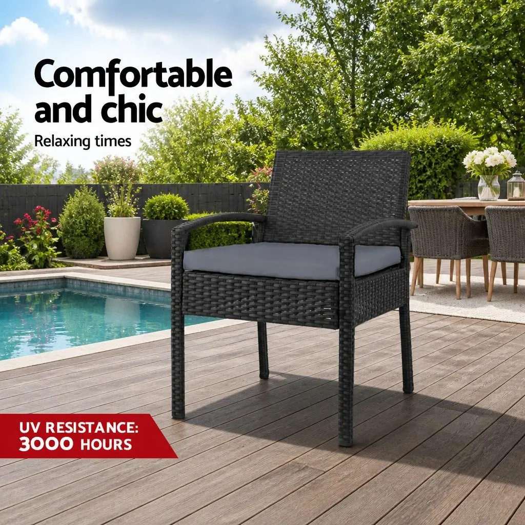 Black Outdoor Wicker Lounge Chair