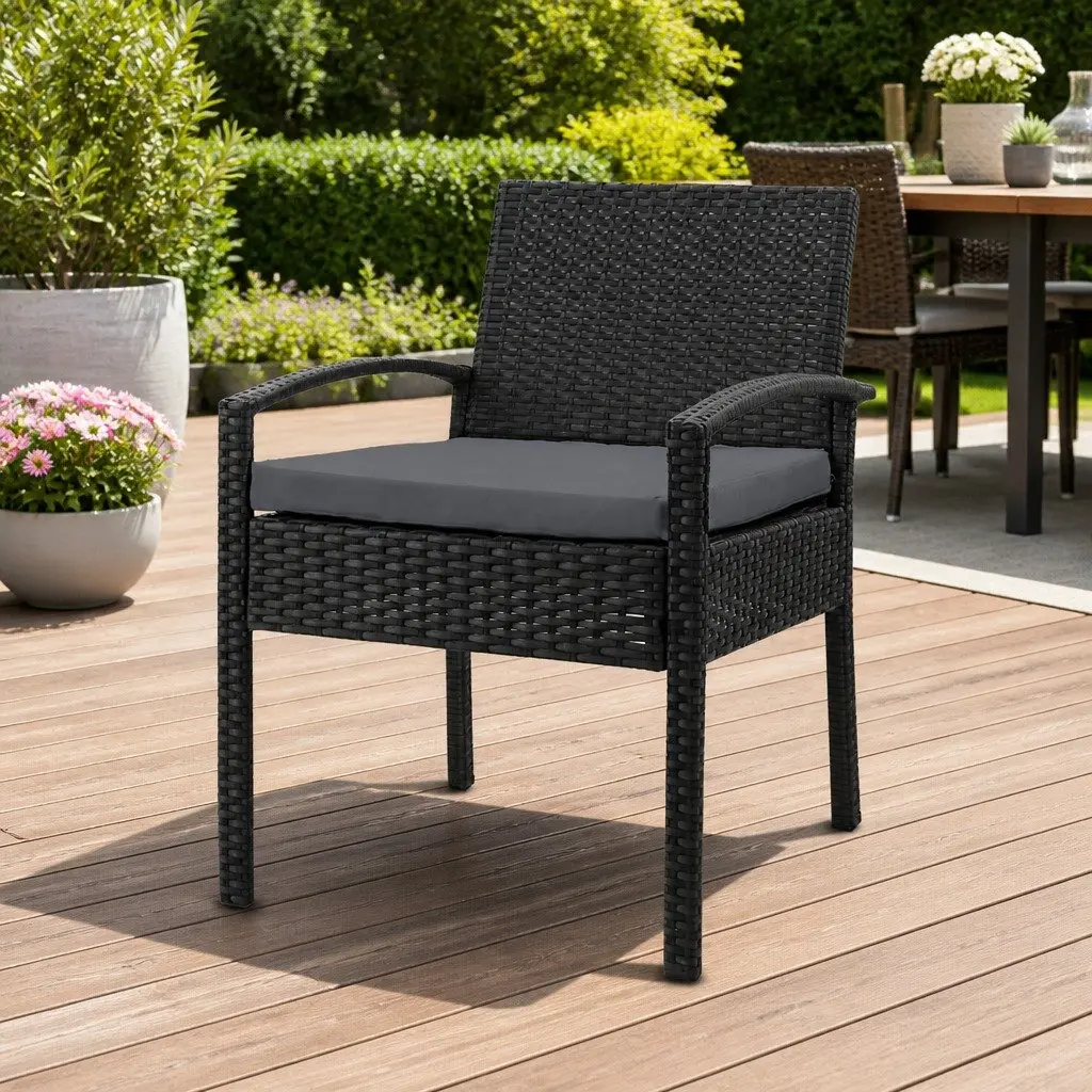 Black Outdoor Wicker Lounge Chair