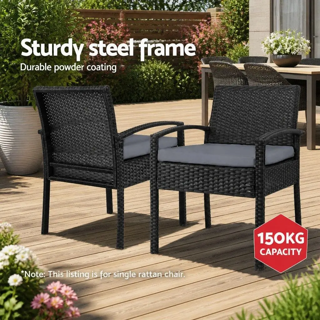 Black Outdoor Wicker Lounge Chair