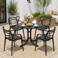 5-Piece Outdoor Dining Set - Dimensions and Materials Listed