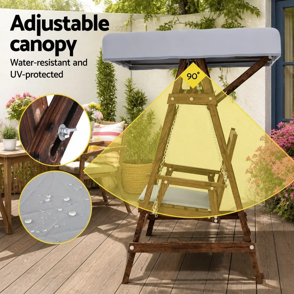 Outdoor Swing Chair Garden Bench 2 Seater with Canopy Charcoal
