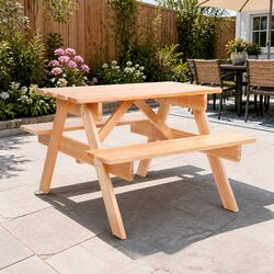 Kids Outdoor Wooden Picnic Table and Bench Set
