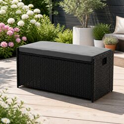 Outdoor Storage Bench Box with Cushion - Black
