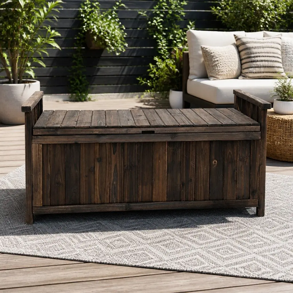 Outdoor Storage Bench Box for Garden Patio Charcoal 106cm x 60cm x 51.5cm