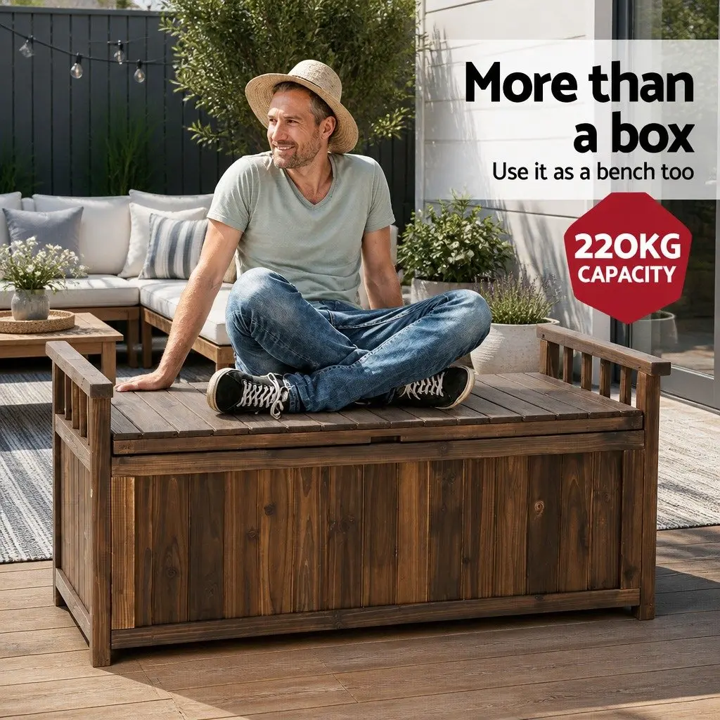 Outdoor Storage Bench Box for Garden Patio Charcoal 106cm x 60cm x 51.5cm