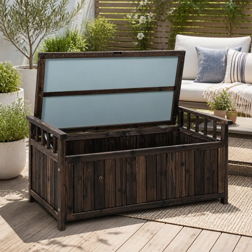 Outdoor Storage Bench Box for Garden Patio Charcoal 106cm x 60cm x 51.5cm