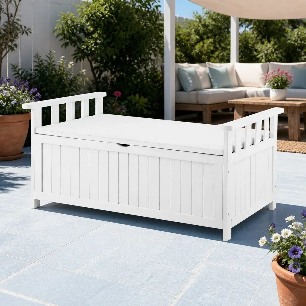 Outdoor Storage Bench with 160L Capacity and Fir Wood Build