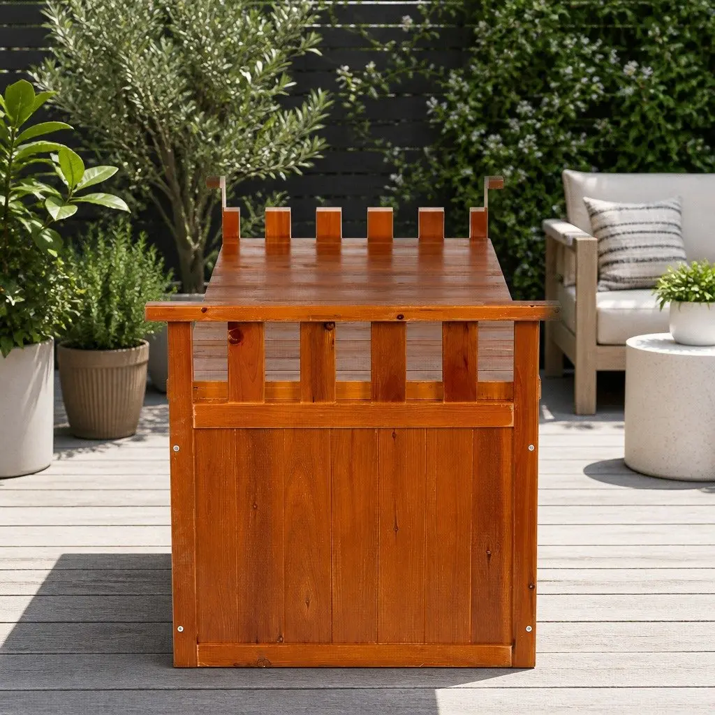 Outdoor Storage Bench Box Garden Patio Furniture 129cm Natural
