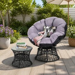 Papasan Chair and Side Table Set Specifications