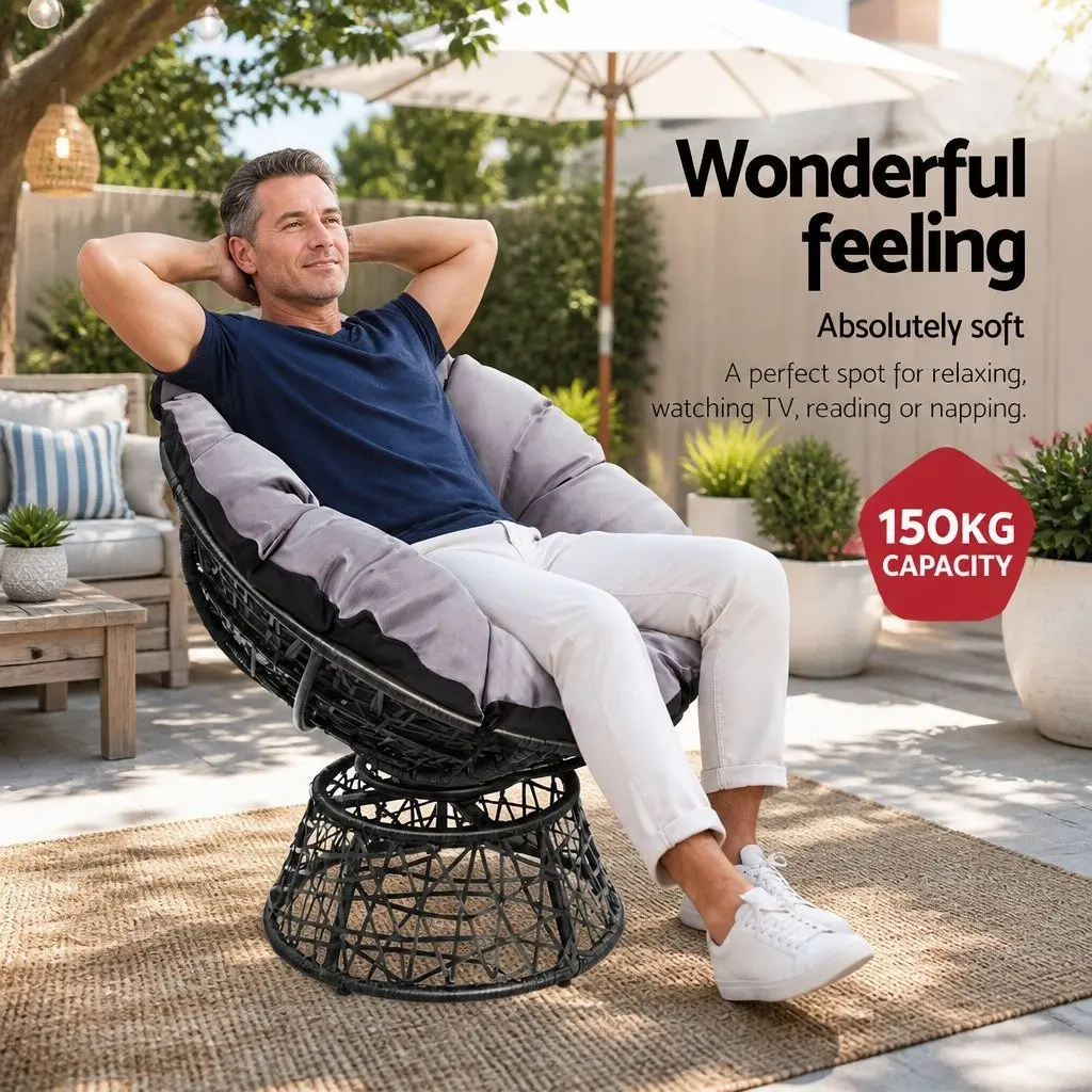 Papasan Chair and Side Table Set