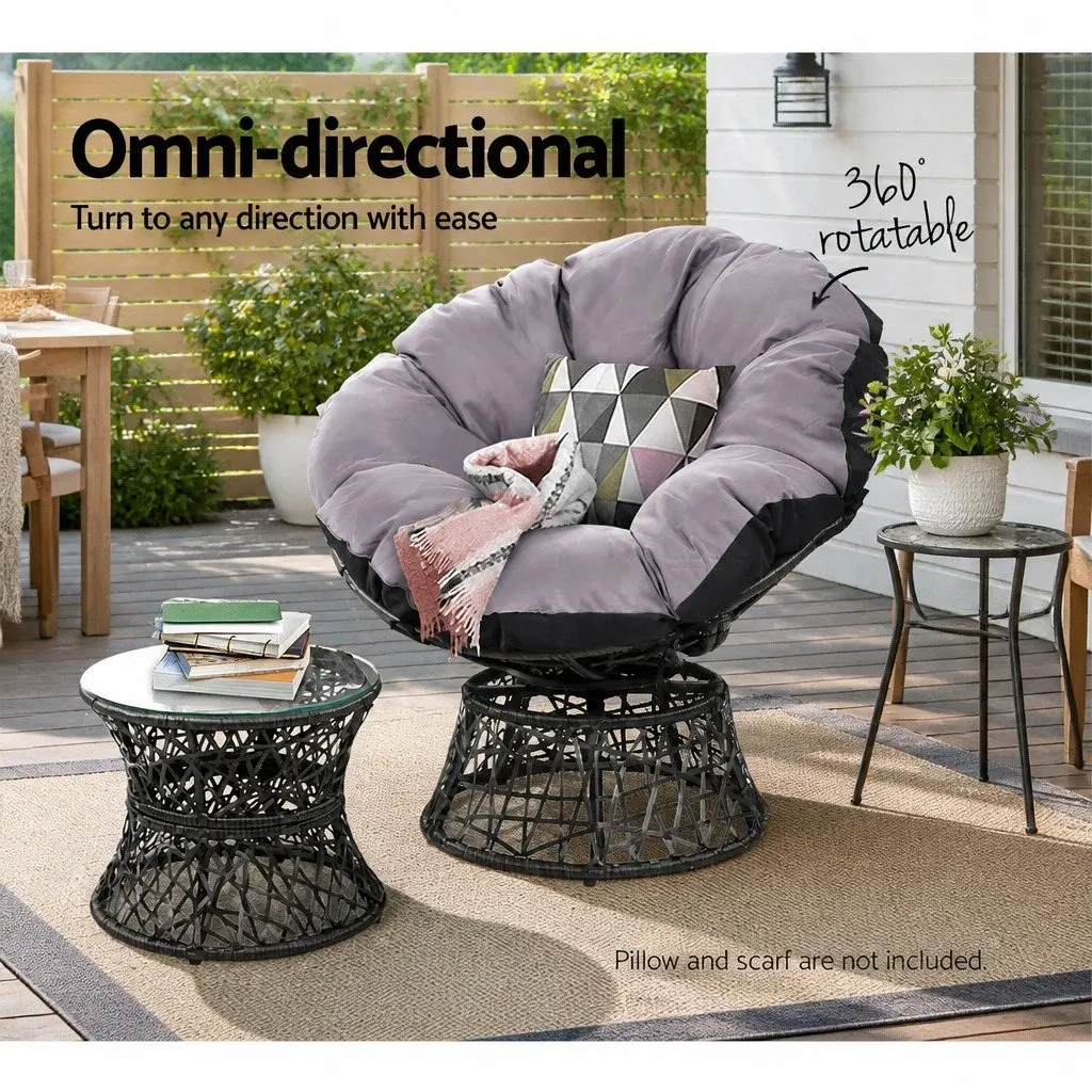 Papasan Chair and Side Table Set