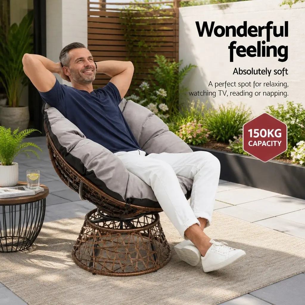 Papasan Chair and Side Table Set