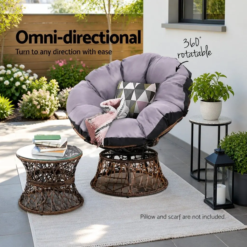 Papasan Chair and Side Table Set